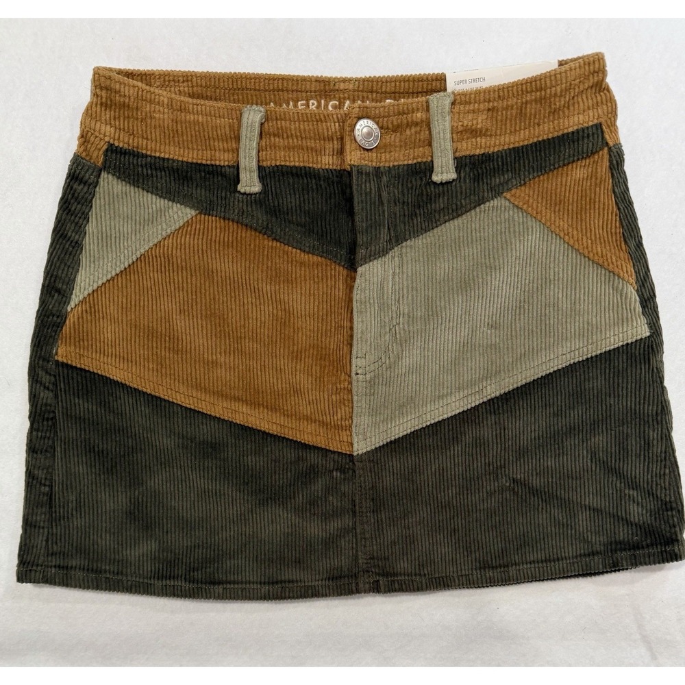 American Eagle Skirt Women's Corduroy Color Block Miniskirt Size 2-NWT